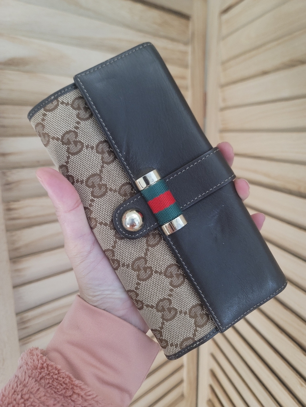 Gucci Long Wallet GG Canvas Leather Brown